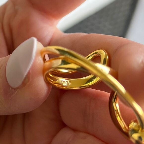 The Extra Abstract statement geometric ring in yellow gold plating over 925 - Picture 5 of 8